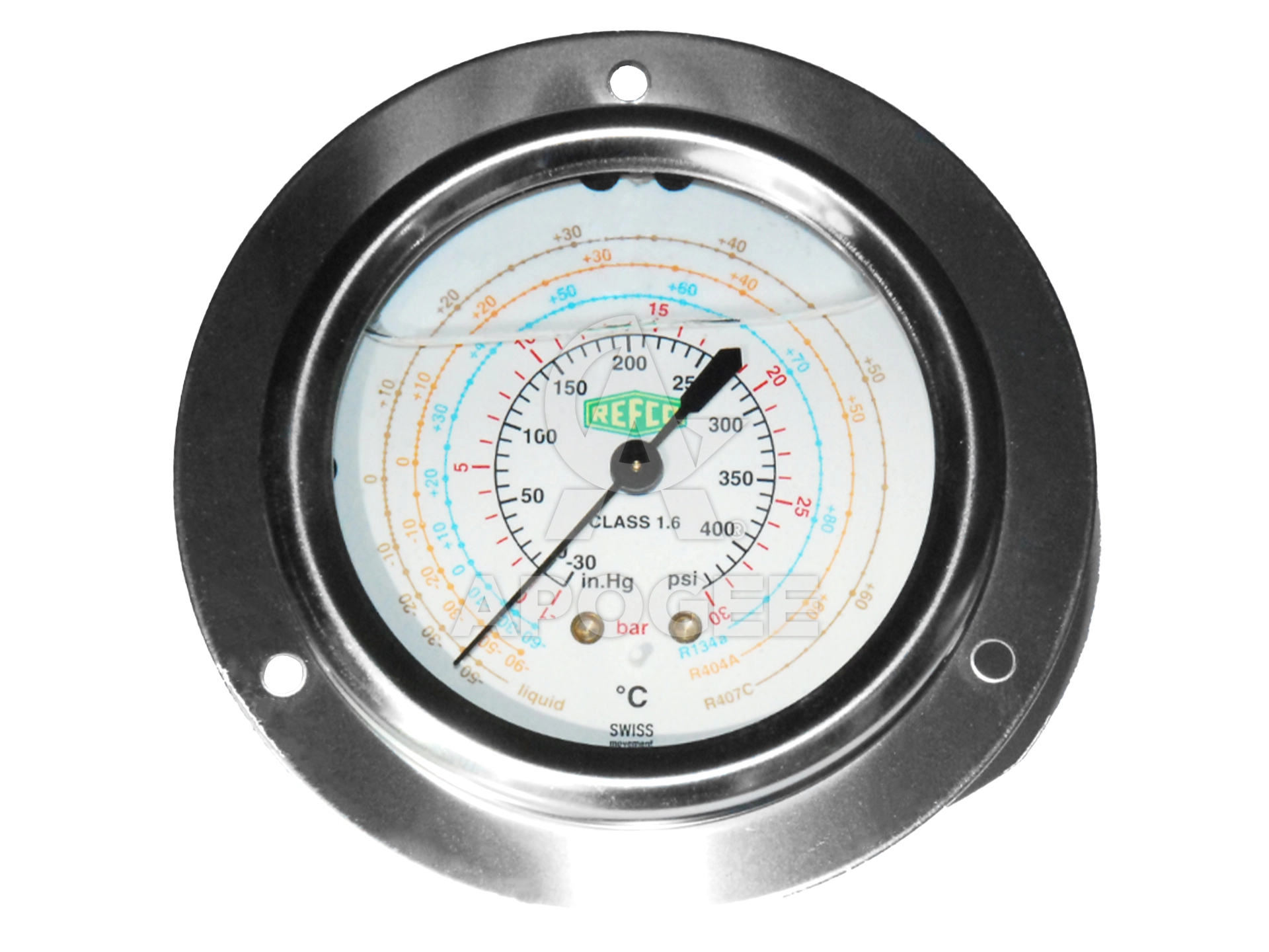 Глицеринов манометър - ниско налягане REFCO MR-305-DS-R407 | 4679330 - R134a, R404A, R407C